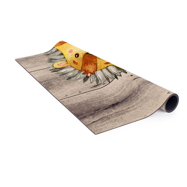 Cork mat - Watercolour Hedgehog On Wood - Square 1:1