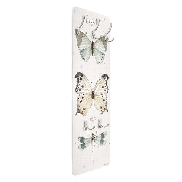 Coat rack modern - Watercolour Insects in Beige