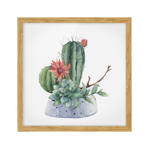 Framed poster - Watercolour Cacti Illustration