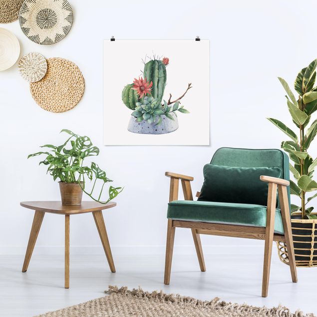 Poster - Watercolour Cacti Illustration