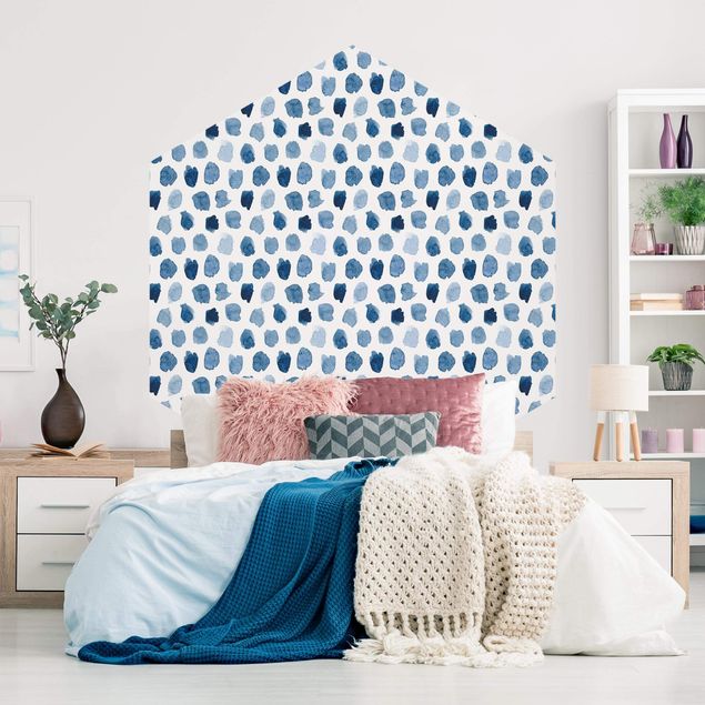 Self-adhesive hexagonal pattern wallpaper - Watercolour Blobs In Indigo