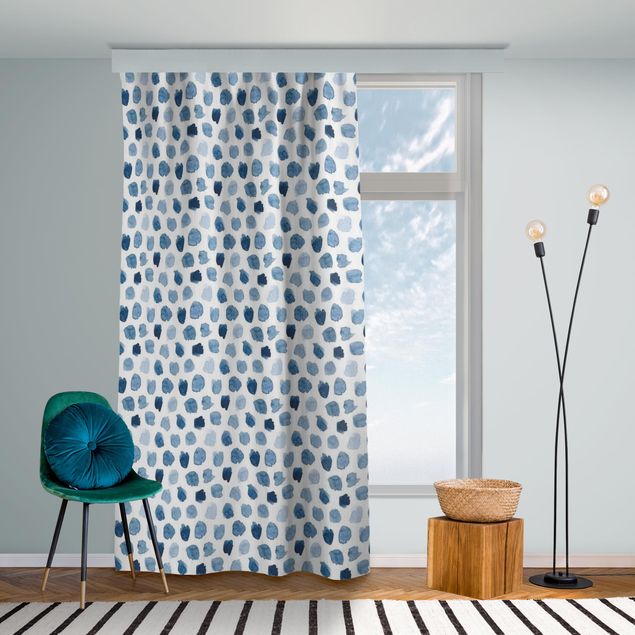 modern curtains for living room Watercolour Blobs In Indigo