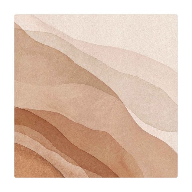 Cork mat - Landscape In Watercolour Sandy Waves - Square 1:1
