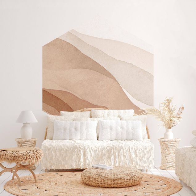 Self-adhesive hexagonal pattern wallpaper - Landscape In Watercolour Sandy Waves