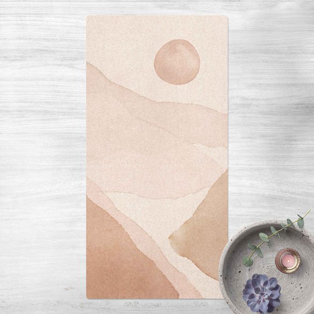 kitchen runner rugs Landscape In Watercolour The Sun And The Mountains