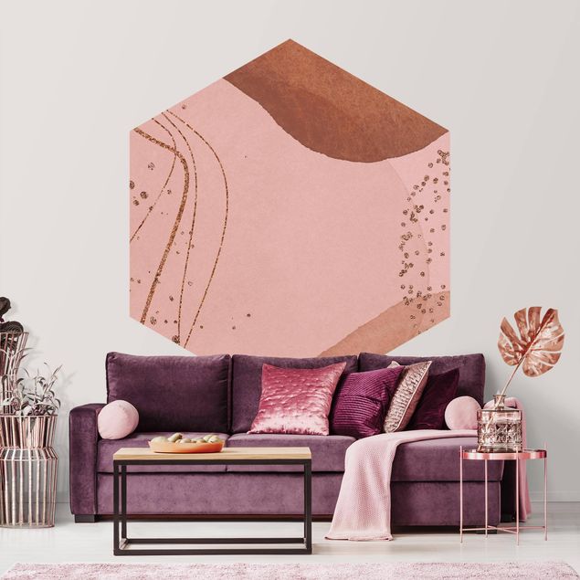 Self-adhesive hexagonal pattern wallpaper - Landscape In Watercolour Wind Chime