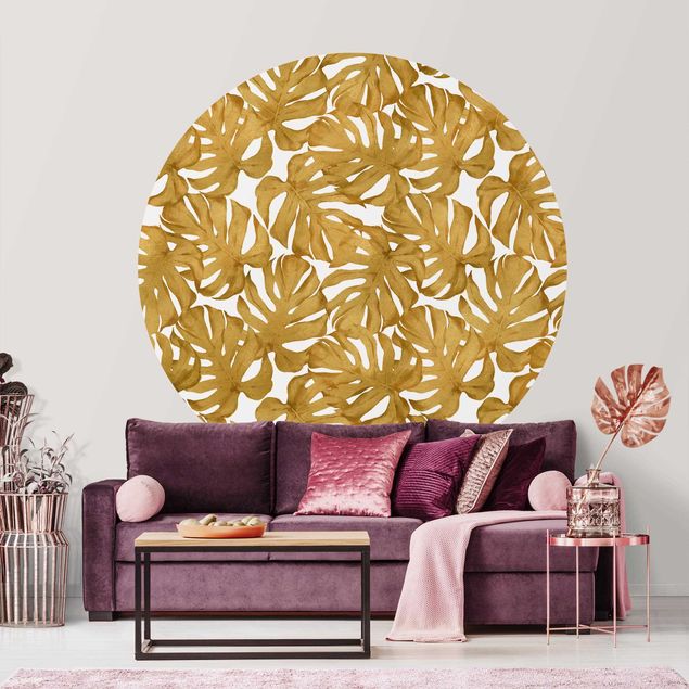 Wallpapers Watercolour Monstera Leaves In Gold