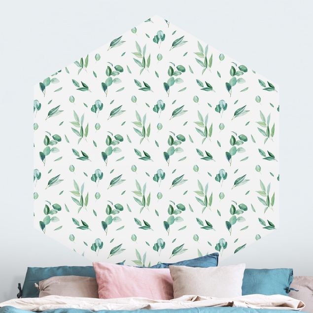 Wallpapers Watercolor Pattern Leaves And Eucalyptus