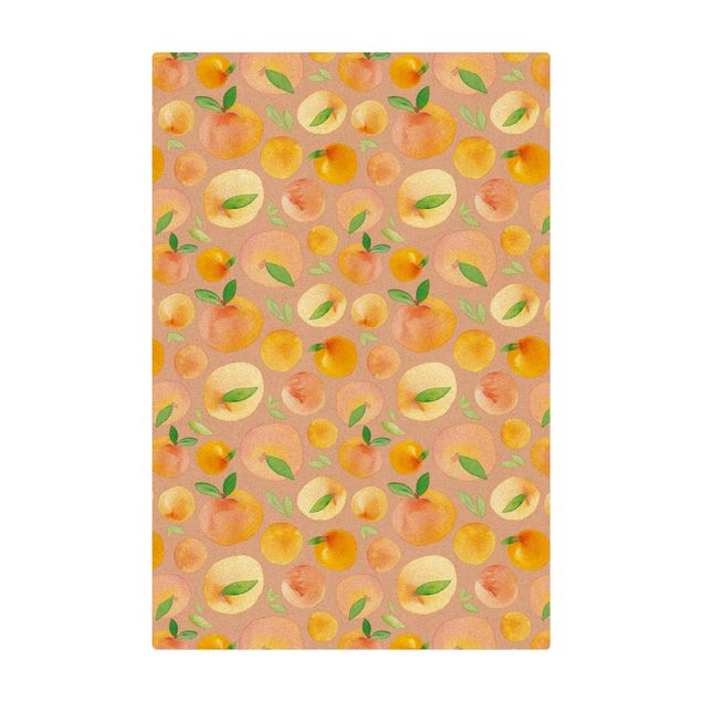 Cork mat - Watercolour Oranges With Leaves - Portrait format 2:3