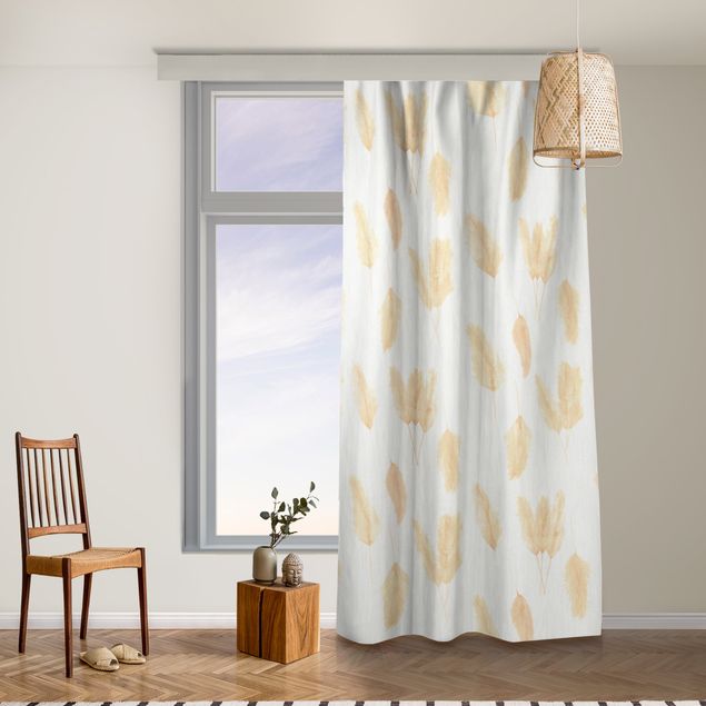 modern curtains for living room Watercolour Pampas Grass Orange