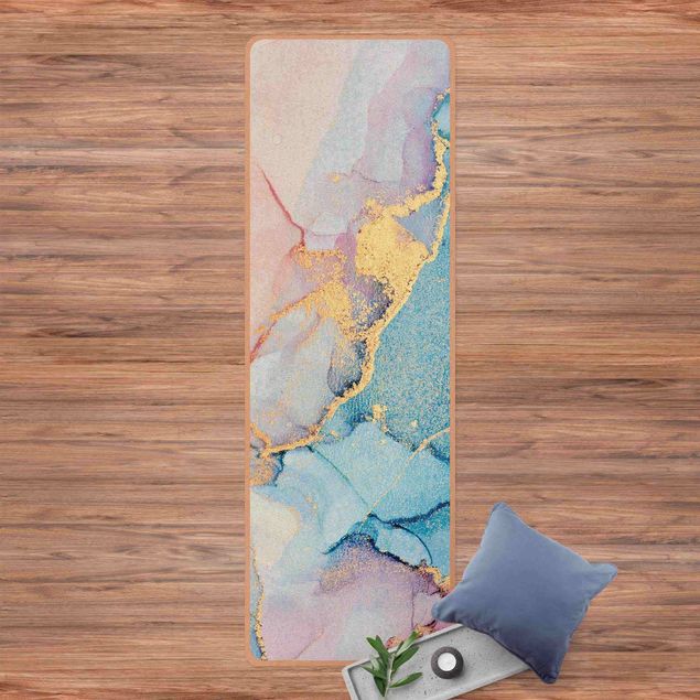 modern area rugs Watercolour Pastel Colourful With Gold