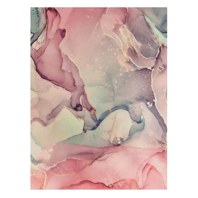 Canvas print gold - Watercolour Pastel Pink With Gold