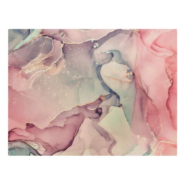 Canvas print gold - Watercolour Pastel Pink With Gold