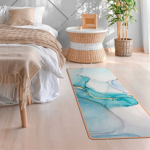 pastel area rug Watercolour Pastel Turquoise With Gold