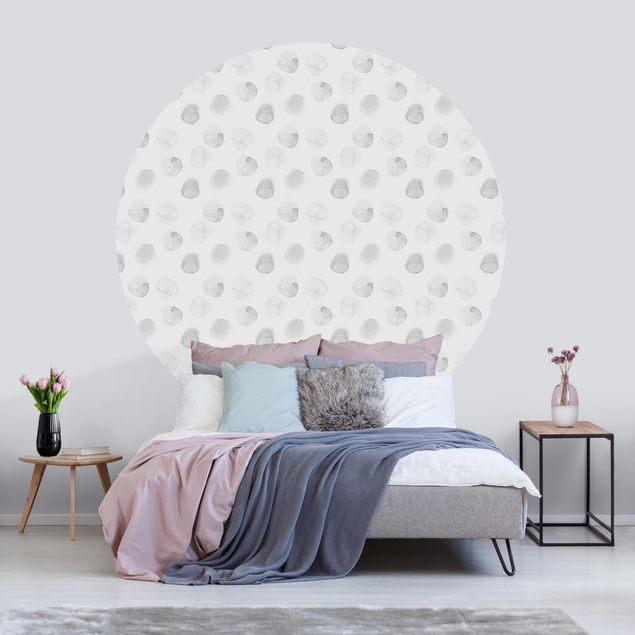 Self-adhesive round wallpaper kids - Watercolour Dots Grey