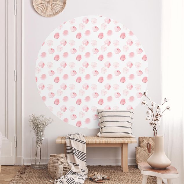 Self-adhesive round wallpaper kids - Watercolour Dots Rosa