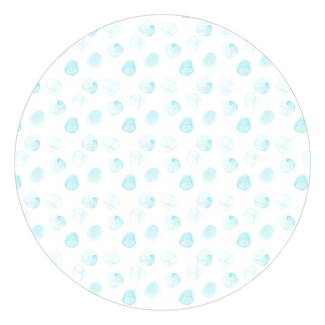 Self-adhesive round wallpaper kids - Watercolour Dots Turquoise