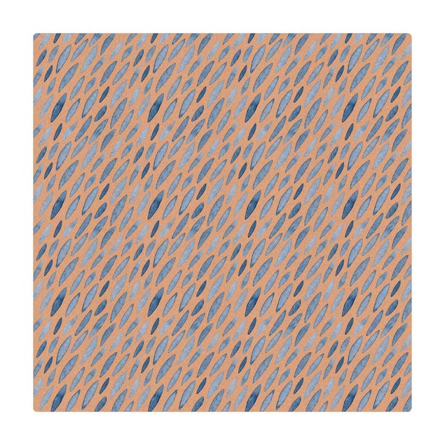 Cork mat - Watercolour Rain In Indigo Small And Big - Square 1:1