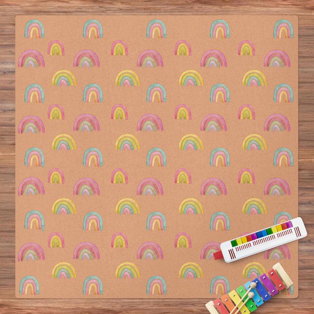 Cork mat - Watercolour Rainbow - Square 1:1