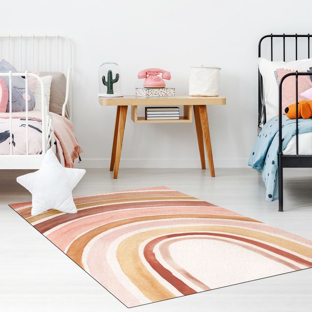 dining room area rugs Watercolour Rainbow Pale Pink