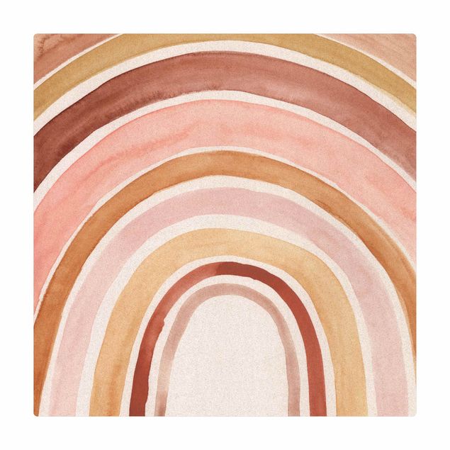 Cork mat - Watercolour Rainbow Pale Pink - Square 1:1