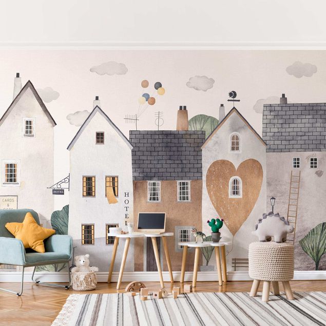 Wallpaper - Watercolour Row Houses