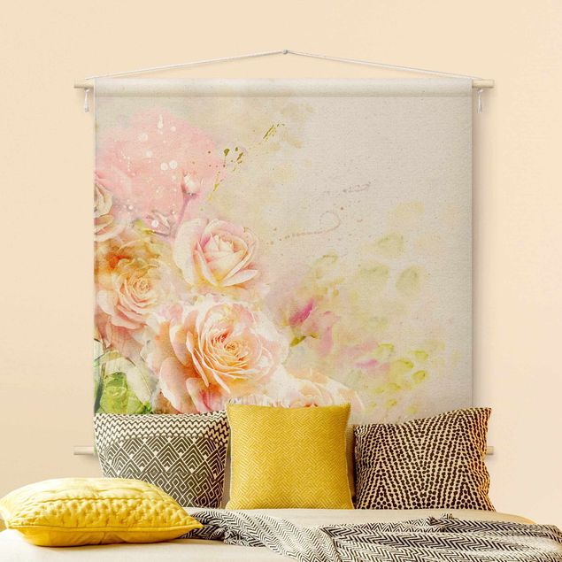 tapestry wall hanging Watercolour Rose Composition