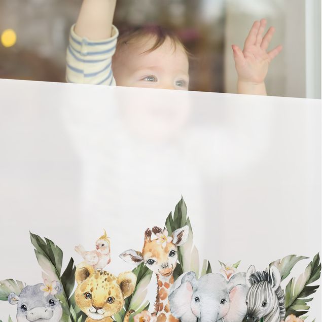 Window decoration - Watercolour safari babies