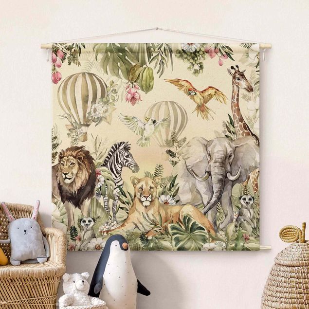 modern tapestry Watercolour Animals Of The Savannah