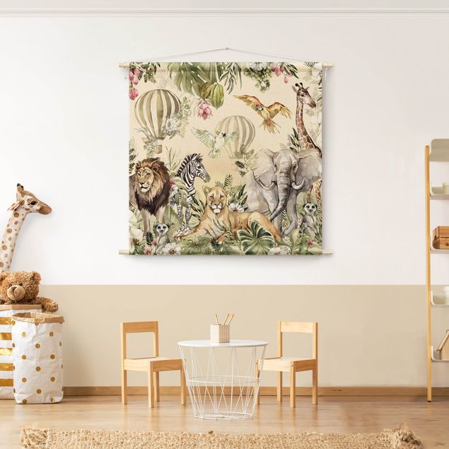 forest tapestry Watercolour Animals Of The Savannah