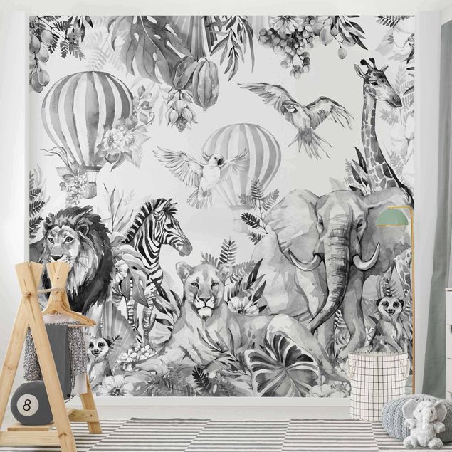 Wallpapers Watercolour Animals Of The Savannah Black And White