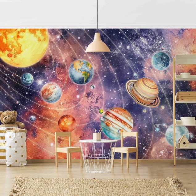 Wallpaper - Solar System In Watercolour