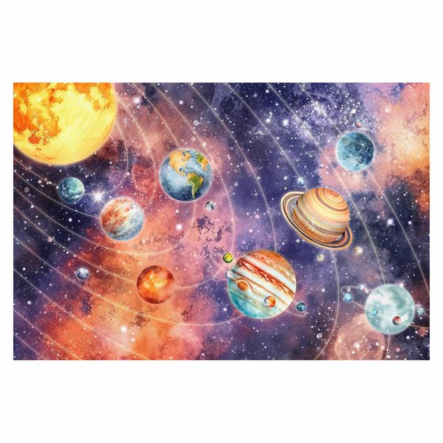 Wallpaper - Solar System In Watercolour