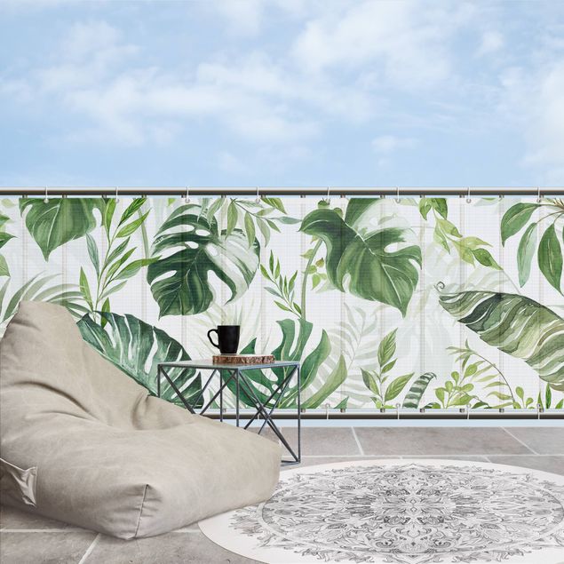 balcony railing cover Watercolour Tropical Leaves and Tendrils II