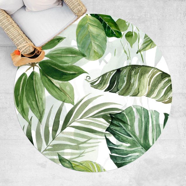 outdoor mat Watercolour Tropical Leaves And Tendrils