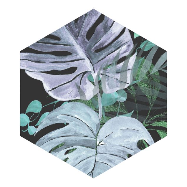 Self-adhesive hexagonal pattern wallpaper - Watercolour Tropical Arrangement Of Colours