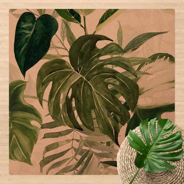 Modern rugs Watercolour Tropical Arrangement With Monstera