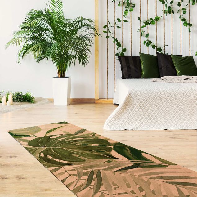 jungle theme rug Watercolour Tropical Arrangement With Monstera
