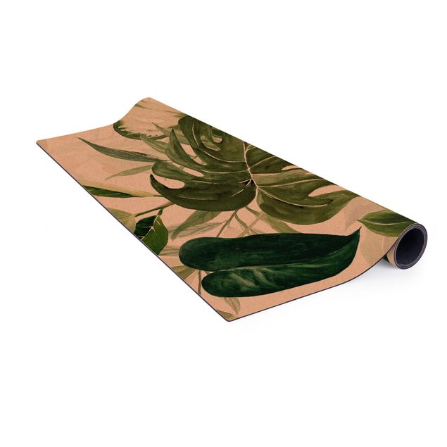 Cork mat - Watercolour Tropical Arrangement With Monstera - Square 1:1