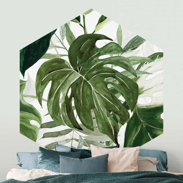 Wallpapers Watercolour Tropical Arrangement With Monstera