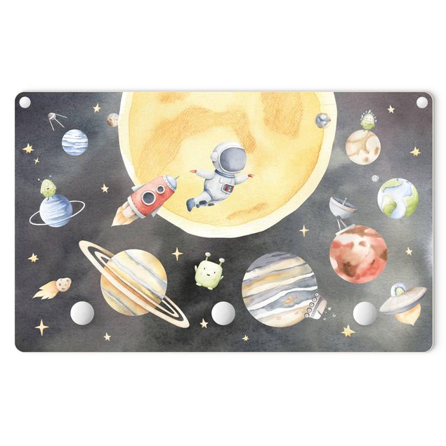 Coat rack for children - Watercolour Our Planetary System