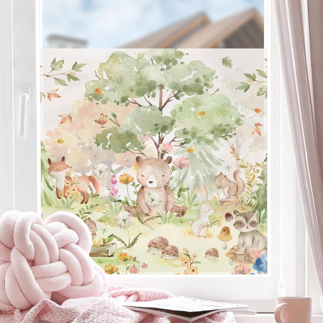 Window decoration - Watercolour Forest Animals