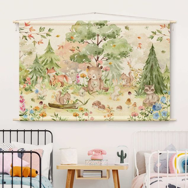modern tapestry Watercolour Forest Animals