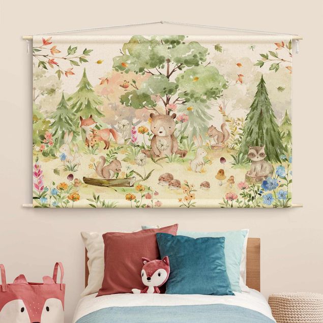 tapestry nature Watercolour Forest Animals