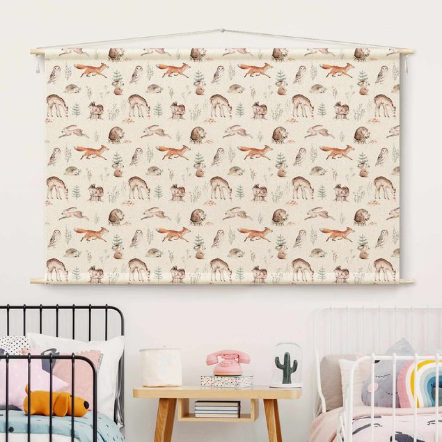 modern tapestry Watercolour Forest Animal Friends Patterns