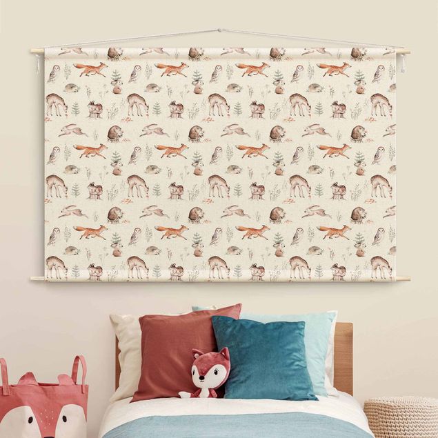 tapestry nature Watercolour Forest Animal Friends Patterns