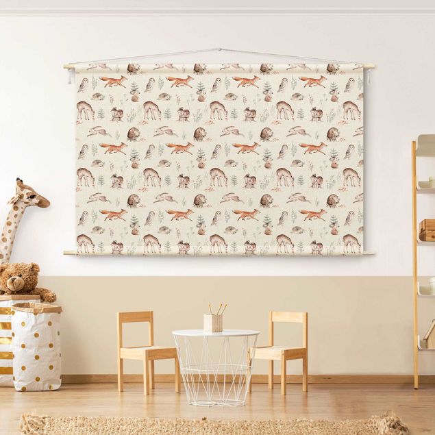 forest tapestry Watercolour Forest Animal Friends Patterns