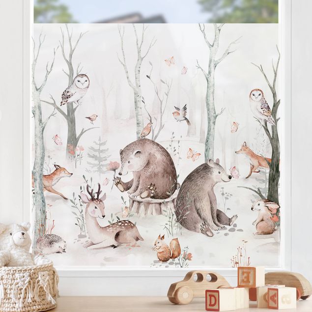 Window decoration - Watercolour Forest Animal Friends