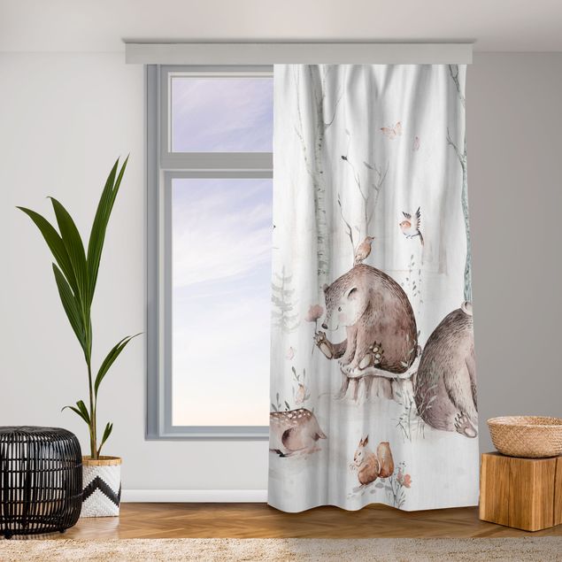 bespoke curtains Watercolour Forest Animal Friends