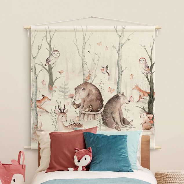 tapestry nature Watercolour Forest Animal Friends